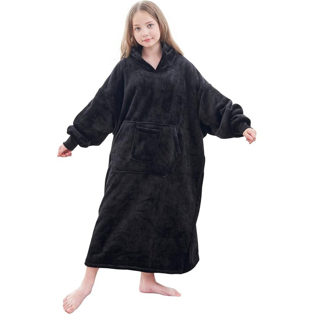 Oversized Hooded Pocket Pajama: Cozy Fleece for Kids